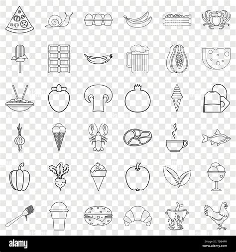 Fresh Food Icons Set Outline Style Stock Vector Image And Art Alamy
