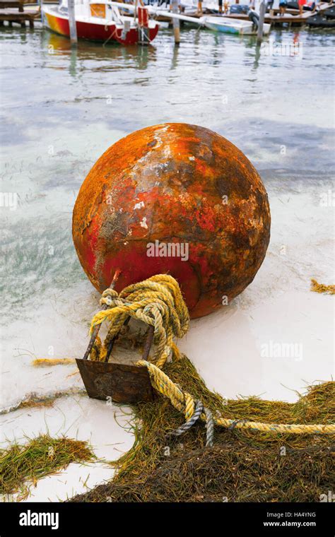 View Of A Rusty Metal Buoy In The Caribbean Stock Photo Alamy