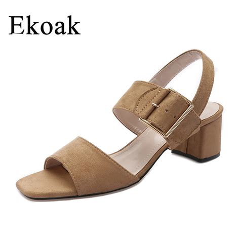 Ekoak New Women Sandals Buckle Strap Summer Shoes Woman Fashion Thick