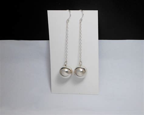 Silver Drop Ball Earrings 14mm Ball Earrings Sup Silver Sup Silver