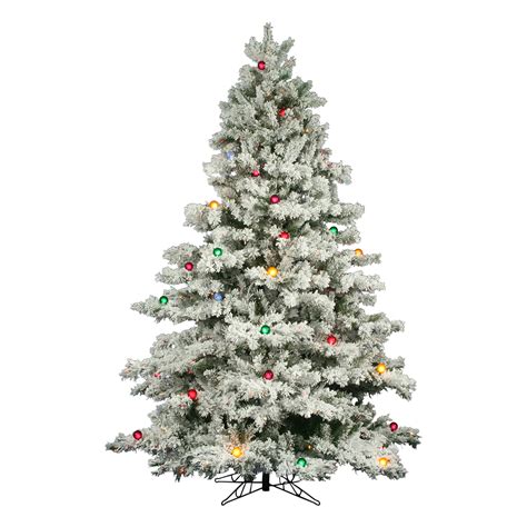 12 Foot Flocked Alaskan Christmas Tree Multi Colored Mini And G50 Leds