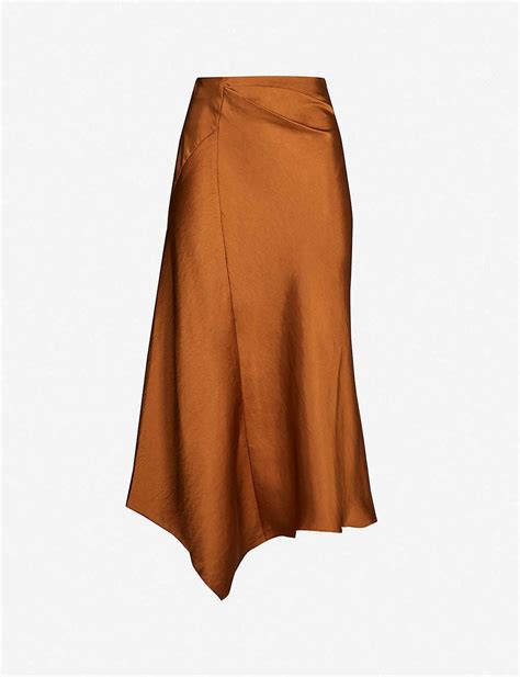 Reiss Aspen Skirt In Cinnamonthe Aspen Satin Slip Skirt In Its Rich