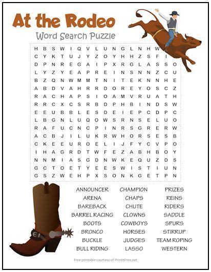 At The Rodeo Word Search Puzzle Word Search Puzzle Free Printable