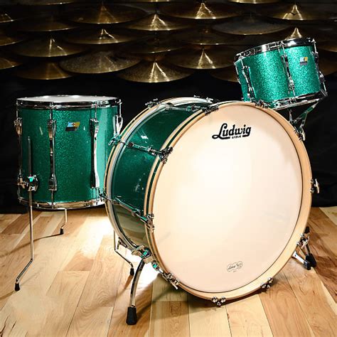 Ludwig Classic Maple 131626x12 3pc Drum Kit Green Sparkle Reverb