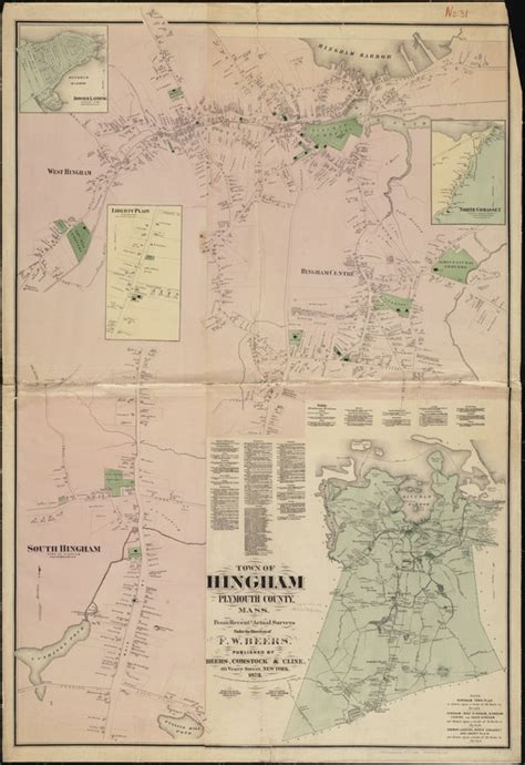 Town Of Hingham Plymouth County Mass Norman B Leventhal Map