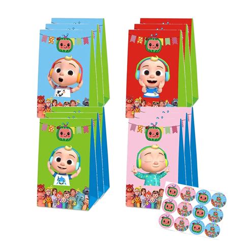Buy 12pcs Cocomelon Party Bags With Cocomelon Stickers Cocomelon