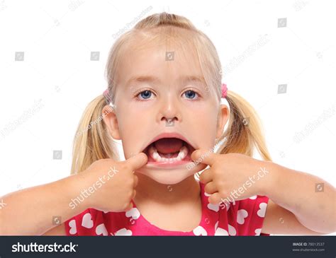 Young Girl Pulls Her Mouth Open Stock Photo 78013537 Shutterstock