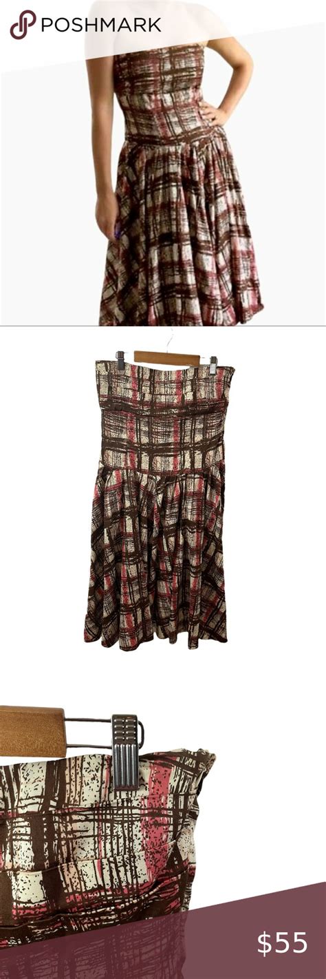 Elevenses By Anthropologie Plaid Strapless Dress Size 10 Womens Fashion