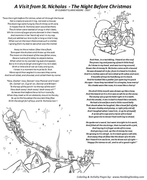 Free Printable Twas The Night Before Christmas Poem Printable Templates