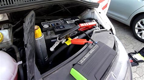 How to jump start the mini cooper. Startversuch mit MSB = Mini Start Booster mit VW Transporter 2,5L Diesel - YouTube