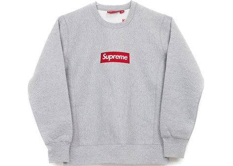 Supreme Box Logo Crewneck Fw15 Heather Grey Fw15