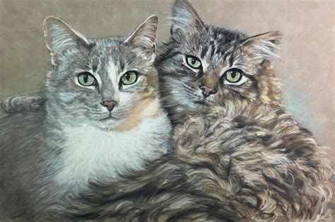 A Portrait Of Two Beautiful Cats Painting By Marguerite Anderson Pixels