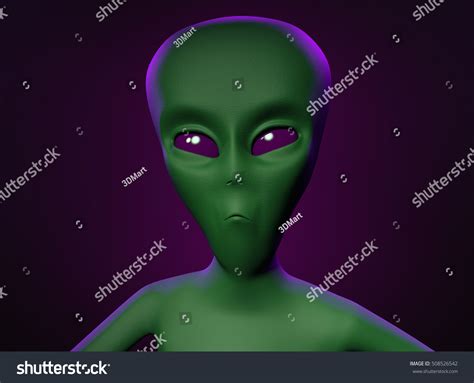Typical Green Alien Cartoon 3d Illustration Stock Illustration