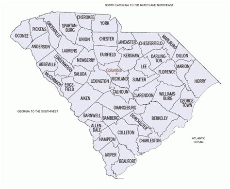 Sc Map Of All 46 Counties In State Of South Carolina South Carolina