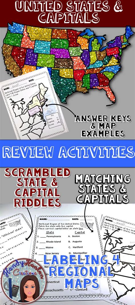 50 States And Capitals Worksheets States And Capitals Map Activities
