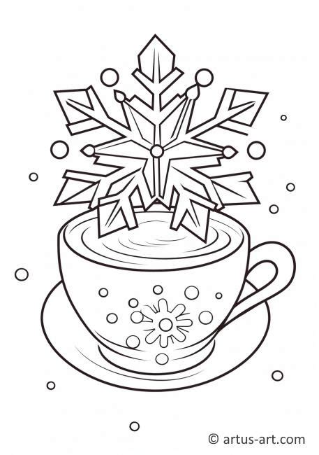 Snowflake With Hot Cocoa Coloring Page Free Download Artus Art