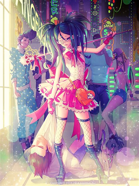 Wallpaper Illustration Long Hair Anime Girls Legs Weapon Punk