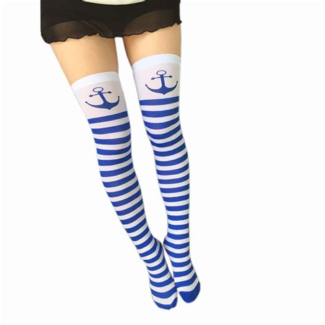 2017new Sexy Over Knee Stockings Womens Fashion Striped Thigh High Elastic Long Stockings For