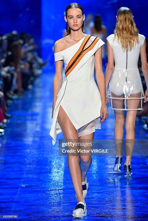A Model Walks The Runway During The Mugler Ready To Wear Designed By