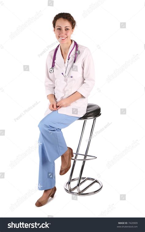 Doktor Woman Sit On Bar Stool Stock Photo 7420909 Shutterstock