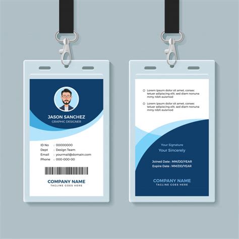 Dont panic , printable and downloadable free sample id cards id zone we have created for you. Simple and clean employee id card design template Vector ...