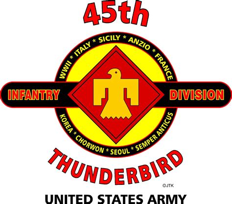45th Infantry Division Thunderbird Division United States Army White Shirt