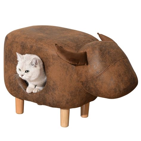 Pawhut Pet House Footstools Animal Shape Ottoman Cat Condo Cave Soft