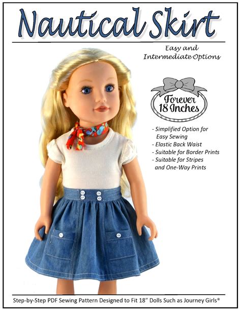 Forever 18 Inches Nautical Skirt Doll Clothes Pattern 18 Inch Journey