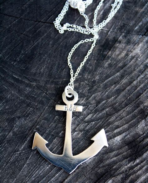 Anchor Necklace Sterling Silver Anchor Nautical Jewelry Large Etsy