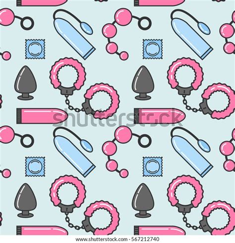 Vector Seamless Pattern Sex Toys Linear Stock Vector Royalty Free