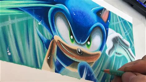 Drawing Sonic The Hedgehog With Colored Pencils Evanartsy Youtube