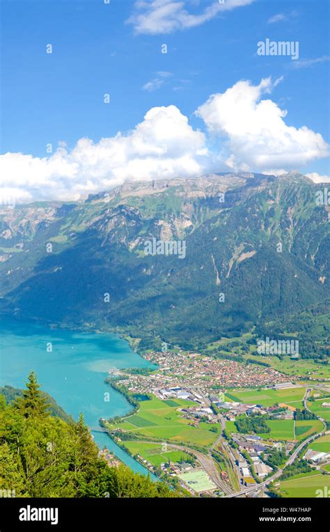 Turquoise Lake Brienz In Interlaken Switzerland From Above From Harder