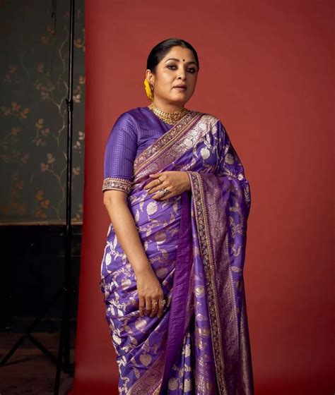 Ramya Krishnan Looks Stunning In Banarasi Silk Sarees