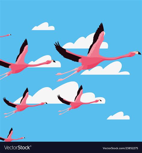 Cute Flamingos Flying Royalty Free Vector Image