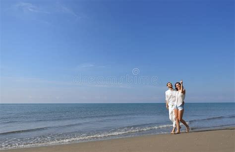 Beach Couple Walking On Romantic Travel Honeymoon Vacation Summer