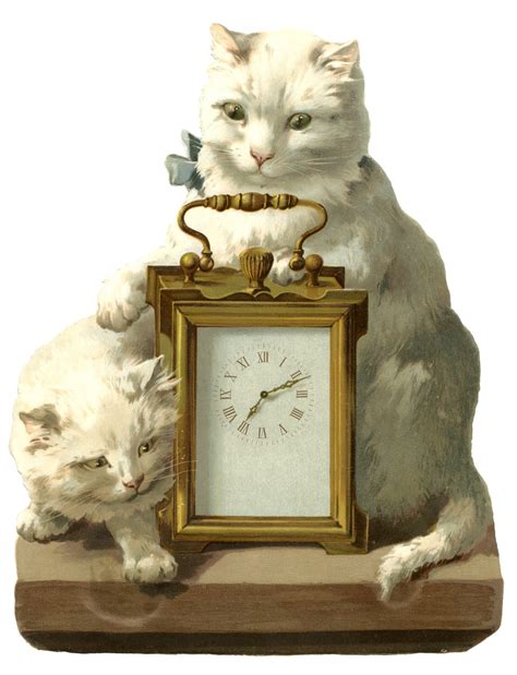 Fantastic Vintage Image - Clock with Cats - The Graphics Fairy