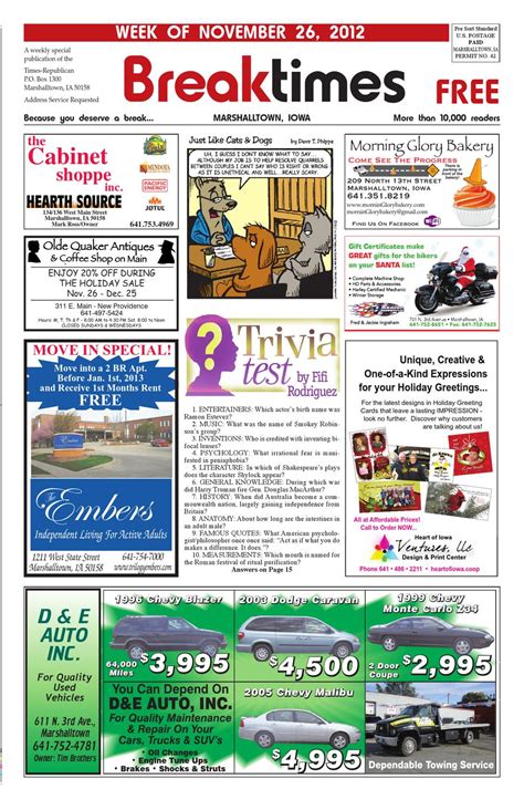 Marshalltown Breaktimes 11 26 2012 By Times Republican Issuu