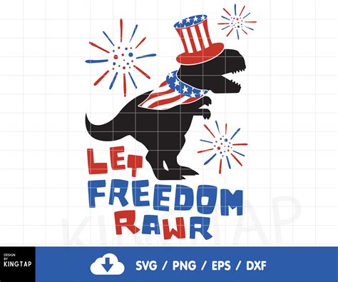 Patriotic Dinosaur svg Dinosaur 4th Of July svg T-rex svg Let | Etsy
