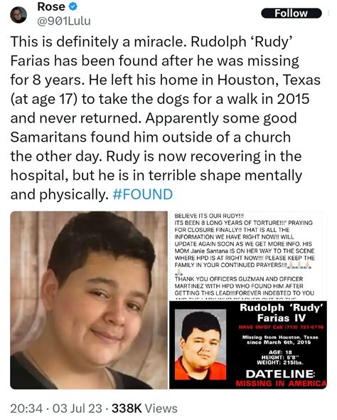 Rudy Farias Found Alive After 8 Years What Happened