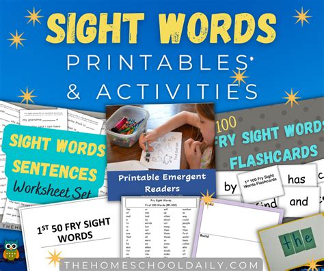 Sight Words Printables And Activities The Homeschool Daily