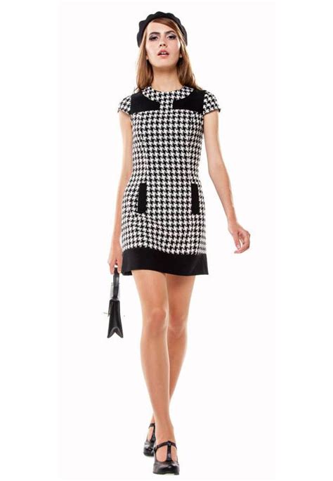 Marmalade Houndstooth Retro Sixties Mod Fitted Mini Dress