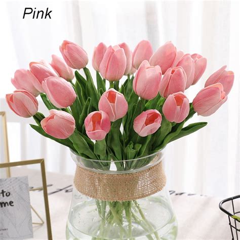 Artificial Tulips Real Touch Fake Flowers Artificial Tulips Flowers Arrangement Bouquet For Home