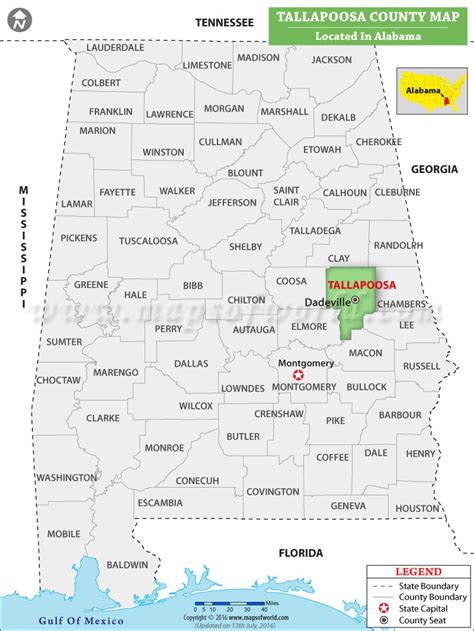 As of the 2010 census , the population was 41,616. Tallapoosa County Map, Alabama