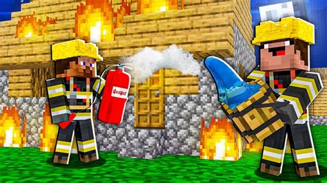 Minecraft Noob Vs Pro How Noob And Pro Worked As Firefighters In Fire