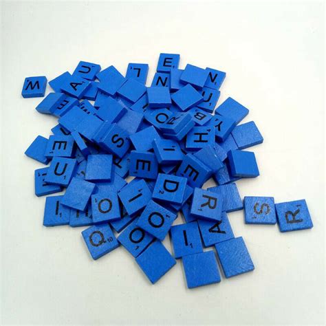 Unique Deals Wooden Blue Colored Scrabble Tiles Colors Learning