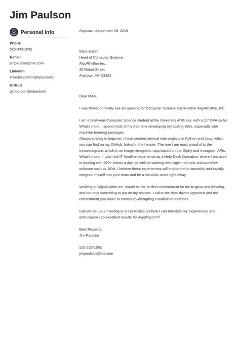 Computer Science Cover Letter Free Examples Writing Guide