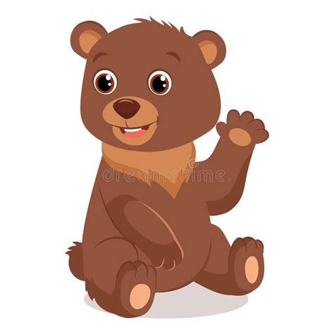 Ilustração Pequena Feliz Bonito Do Vetor Do Urso Teddy Bear Waving Hand