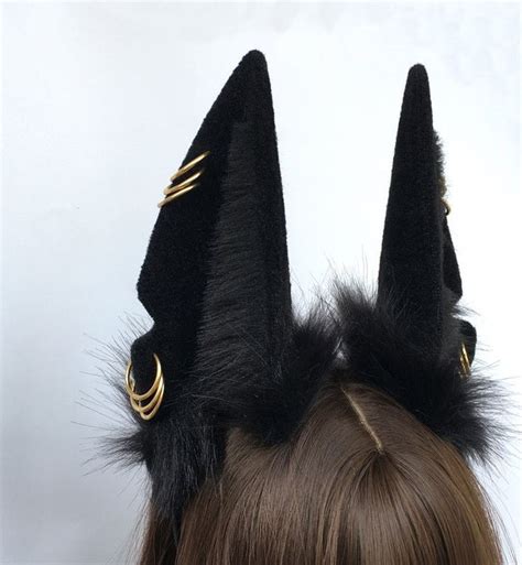 Realistic Anubis Wolf Earemulational Beast Earfaux Fur Etsy Ear