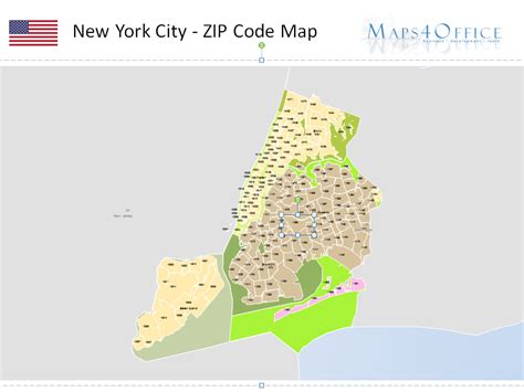 New York Map Zip Code Powerpoint Editable Boundary Map Nyc