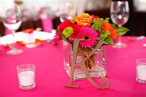 Hot Pink Brown Orange Bright Colors Wedding Tablescape Decor
